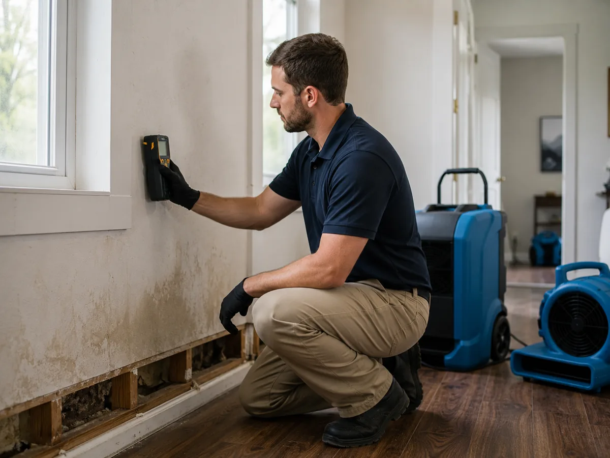 Moisture inspection of an interior wall
